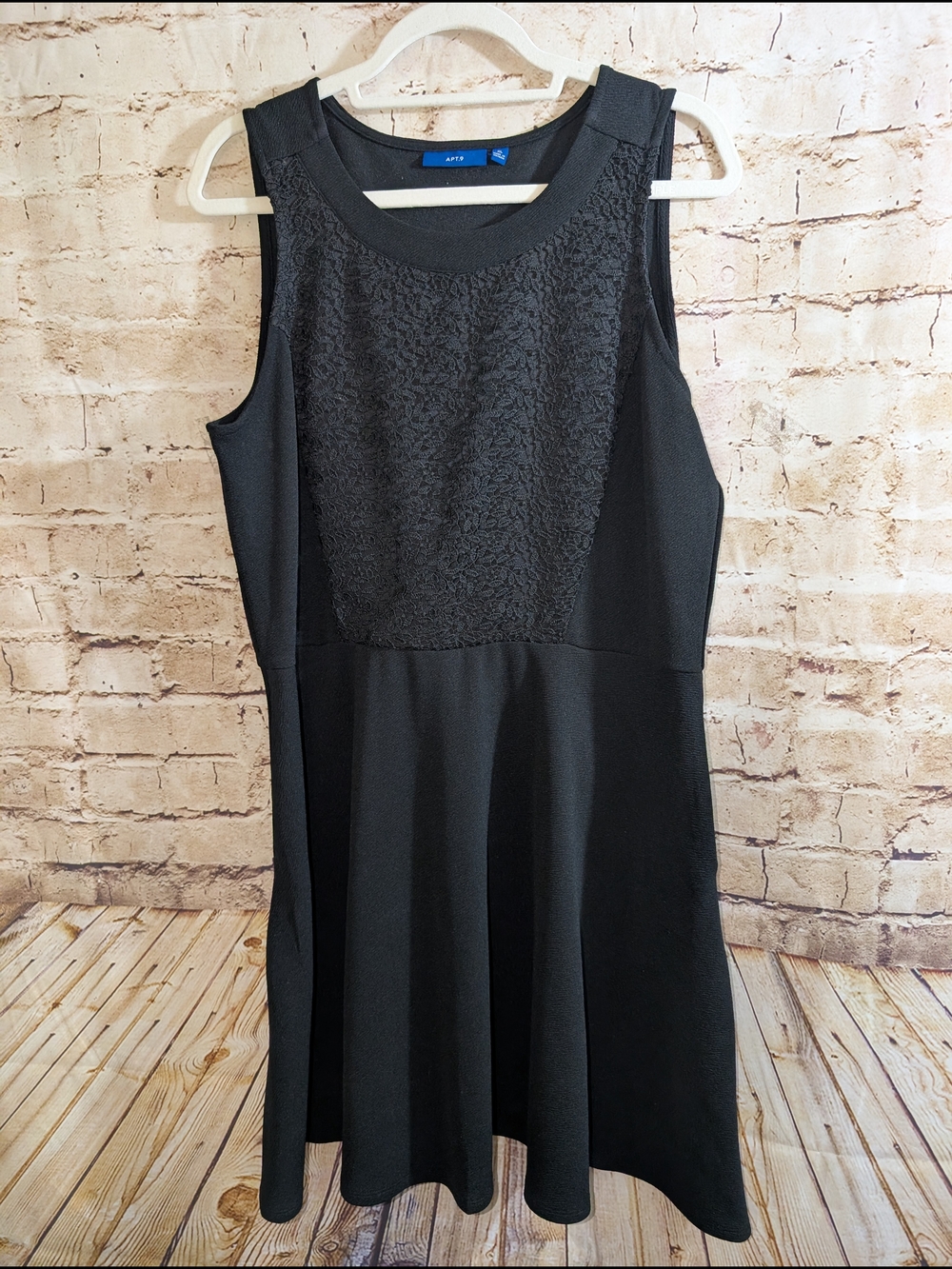 ~Apt 9 Womens Dress  Black Sleeveless Lace Overlay Fit Flare XL Pockets